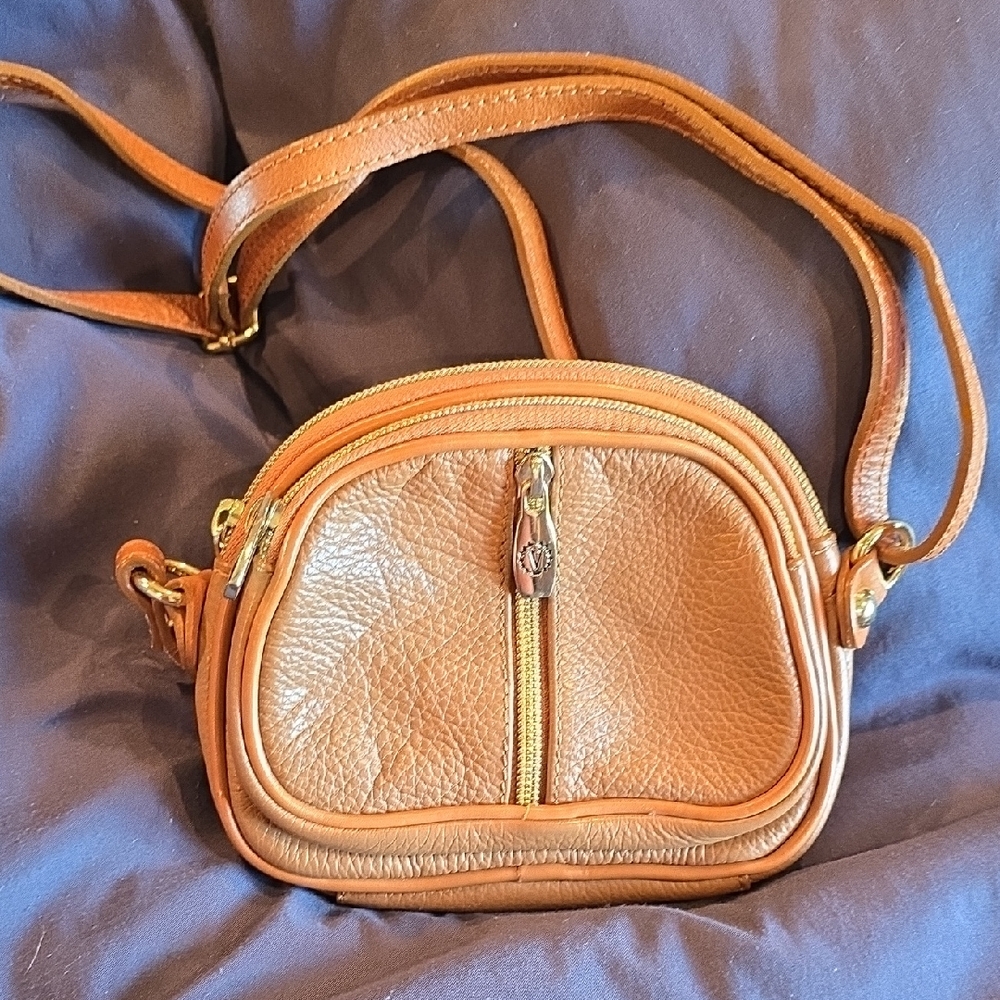 Valentina Caramel Leather Crossbody Bag